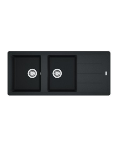Lavello 2 vasche con gocciolatoio reversibile Franke 116x50 BFG 621 in fragranite nero