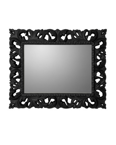 Specchiera Madrid con decoro in foglia stile barocco nero