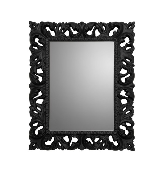 Specchiera Madrid con decoro in foglia stile barocco nero