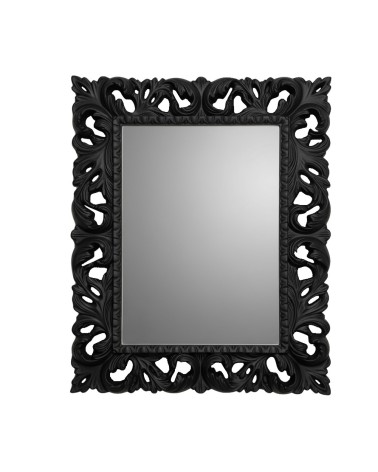 Specchiera Madrid con decoro in foglia stile barocco nero