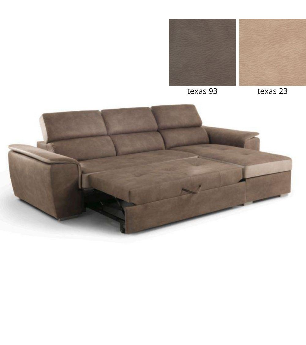Divano letto Symposio con penisola marrone beige