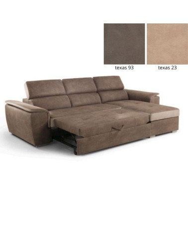 Divano letto Symposio con penisola marrone beige
