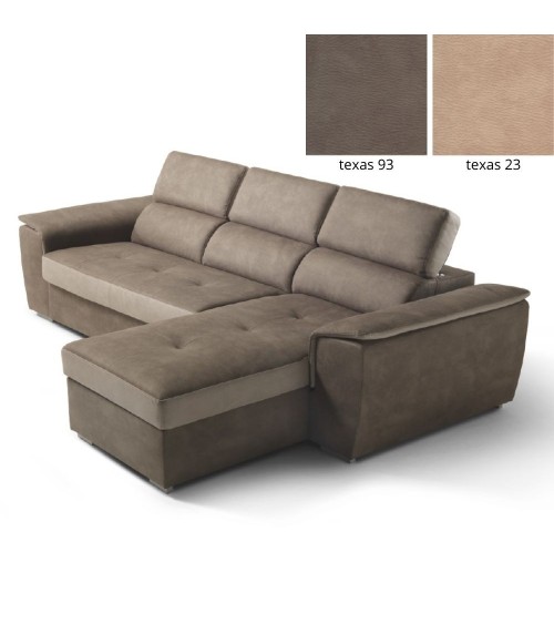 Divano letto Symposio con penisola marrone beige