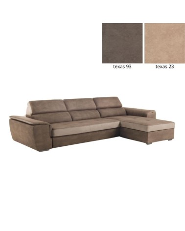 Divano letto Symposio con penisola marrone beige
