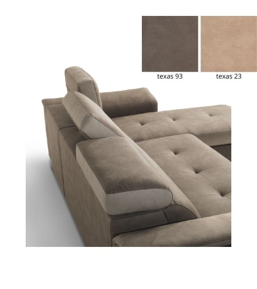 Divano letto Symposio con penisola marrone beige