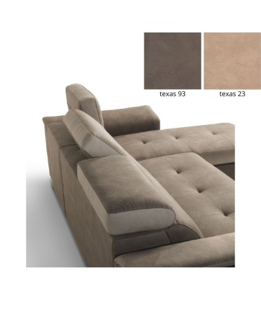 Divano letto Symposio con penisola marrone beige