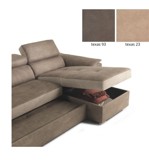 Divano letto Symposio con penisola marrone beige