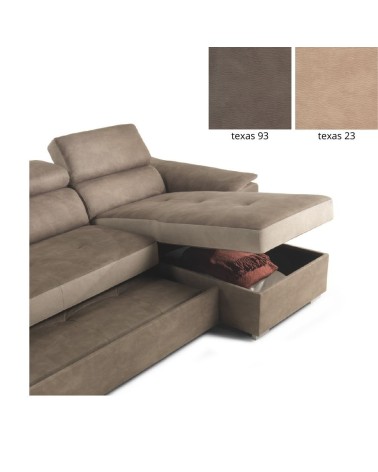 Divano letto Symposio con penisola marrone beige