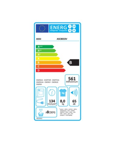Asciugatrice AKAI ASC8033V 8 kg carica frontale libera installazione bianca classe B