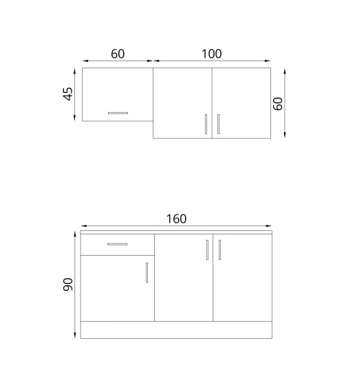 Cucina monoblocco Isernia 160 cm bianca reversibile con elettrodomestici