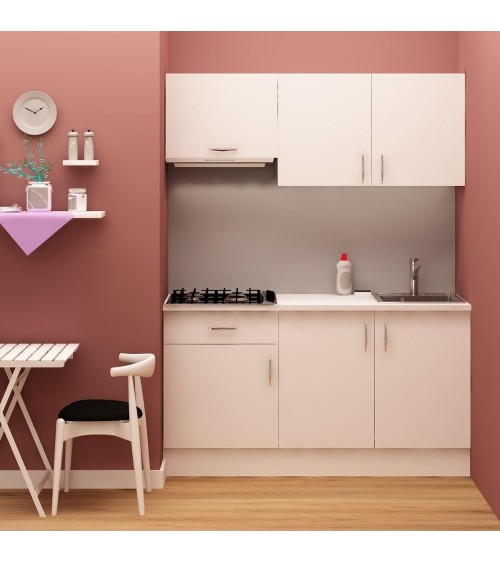 Cucina monoblocco Isernia 160 cm bianca reversibile con elettrodomestici