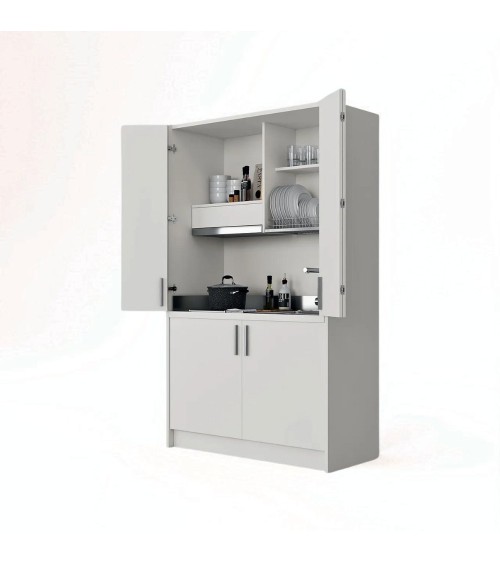 Cucina monoblocco Fold struttura e ante a libro bianco
