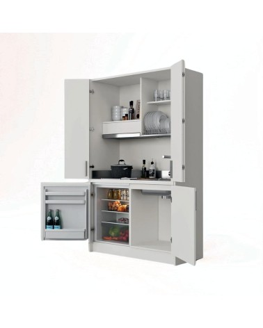 Cucina monoblocco Fold struttura e ante a libro bianco