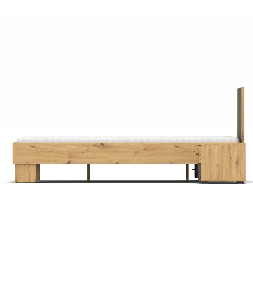 Struttura letto matrimoniale Meria 180 cm. con comodini integrati antracite e rovere
