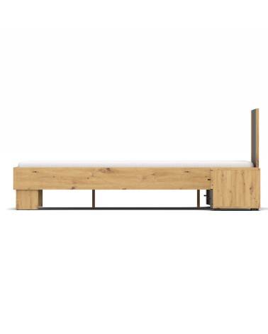 Struttura letto matrimoniale Meria 180 cm. con comodini integrati antracite e rovere