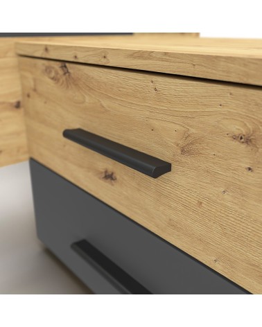 Struttura letto matrimoniale Meria 180 cm. con comodini integrati antracite e rovere