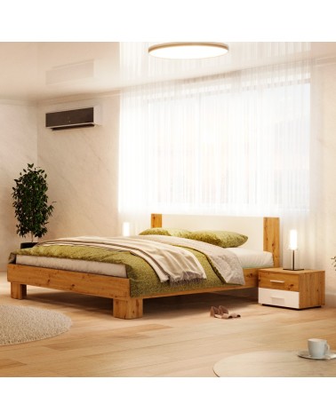 Struttura letto matrimoniale Meria 180 cm. con comodini integrati bianco e rovere