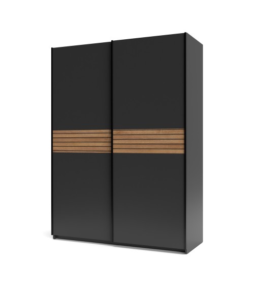 Armadio Metropol 2 ante scorrevoli 150 cm. colore antracite con inserti rovere