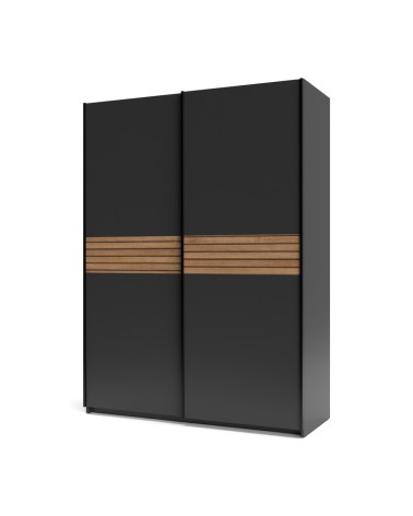 Armadio Metropol 2 ante scorrevoli 150 cm. colore antracite con inserti rovere