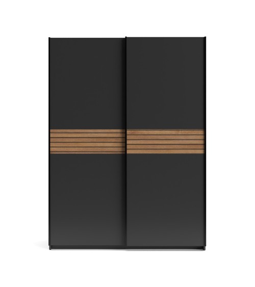 Armadio Metropol 2 ante scorrevoli 150 cm. colore antracite con inserti rovere