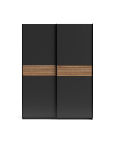 Armadio Metropol 2 ante scorrevoli 150 cm. colore antracite con inserti rovere