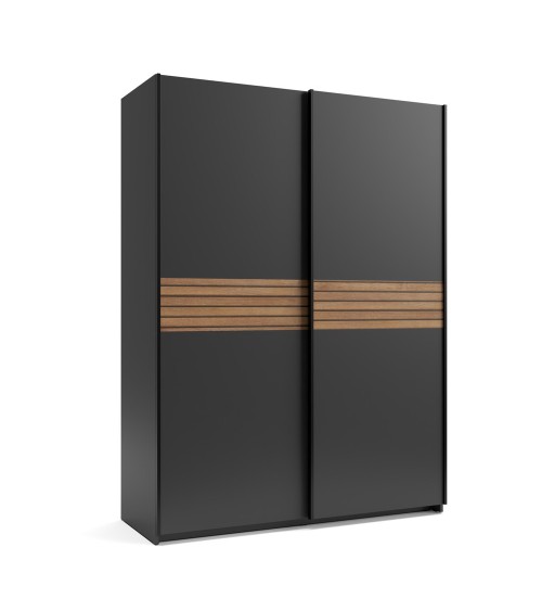 Armadio Metropol 2 ante scorrevoli 150 cm. colore antracite con inserti rovere