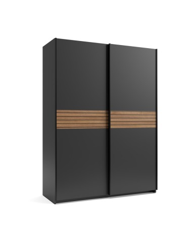 Armadio Metropol 2 ante scorrevoli 150 cm. colore antracite con inserti rovere
