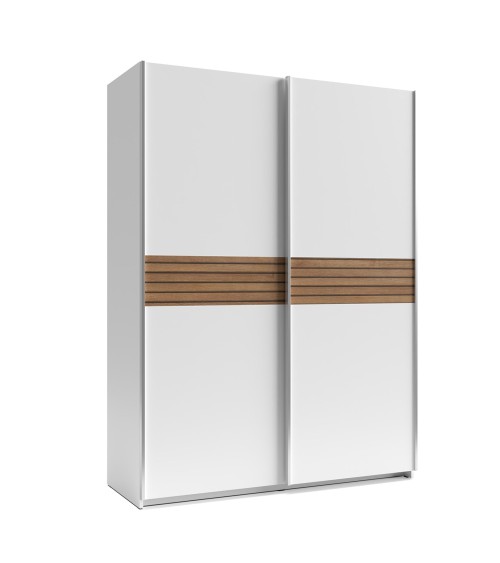 Armadio Metropol 2 ante scorrevoli 150 cm. colore bianco con inserti rovere