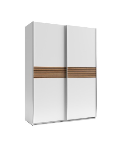Armadio Metropol 2 ante scorrevoli 150 cm. colore bianco con inserti rovere