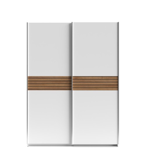 Armadio Metropol 2 ante scorrevoli 150 cm. colore bianco con inserti rovere