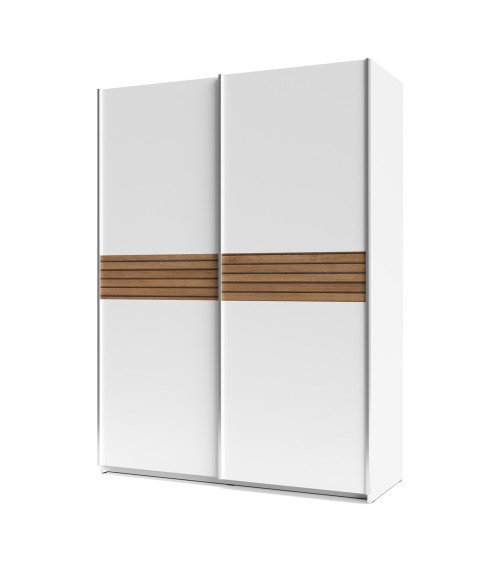 Armadio Metropol 2 ante scorrevoli 150 cm. colore bianco con inserti rovere