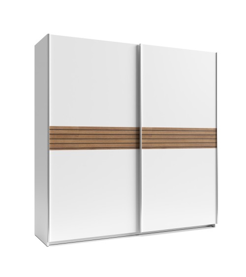 Armadio Metropol 2 ante scorrevoli 200 cm. colore bianco con inserti rovere