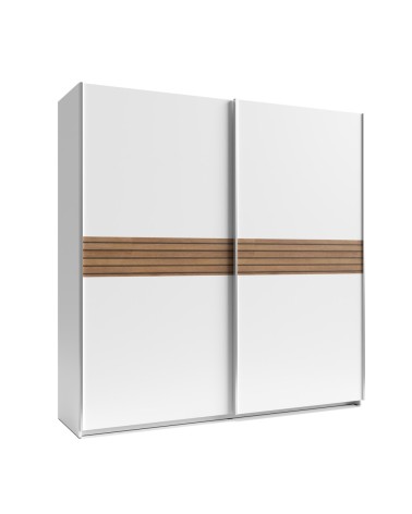 Armadio Metropol 2 ante scorrevoli 200 cm. colore bianco con inserti rovere