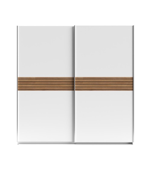 Armadio Metropol 2 ante scorrevoli 200 cm. colore bianco con inserti rovere