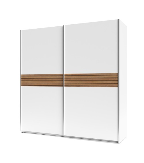 Armadio Metropol 2 ante scorrevoli 200 cm. colore bianco con inserti rovere