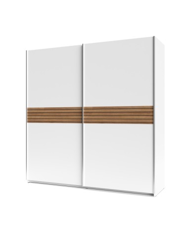 Armadio Metropol 2 ante scorrevoli 200 cm. colore bianco con inserti rovere