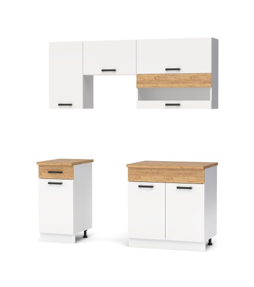 Cucina monoblocco Nina 180 cm. in colore bianco e rovere elettrodomestici esclusi