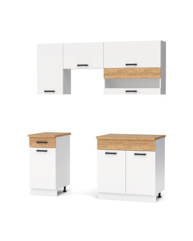 Cucina monoblocco Nina 180 cm. in colore bianco e rovere elettrodomestici esclusi