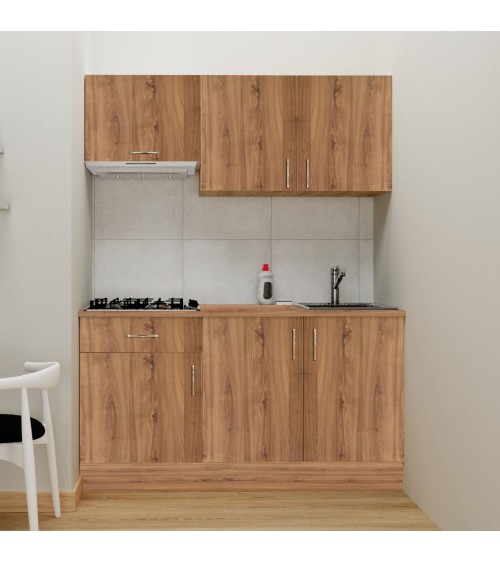 Cucina monoblocco Isernia 160 rovere reversibile con elettrodomestici