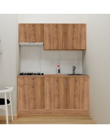 Cucina monoblocco Isernia 160 rovere reversibile con elettrodomestici