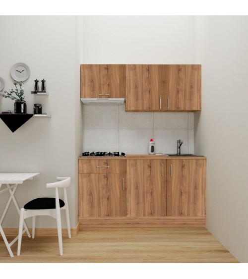 Cucina monoblocco Isernia 160 rovere reversibile con elettrodomestici