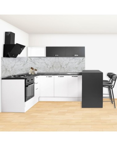 Cucina angolare Matera 180x160 con penisola reversibile bianca e nera
