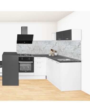 Cucina angolare Matera 180x160 con penisola reversibile bianca e nera