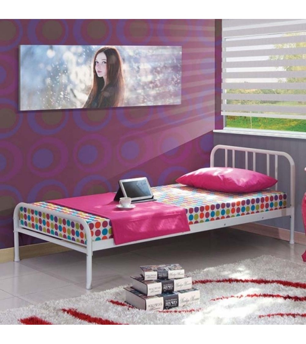 Letto singolo Genoa in metallo bianco