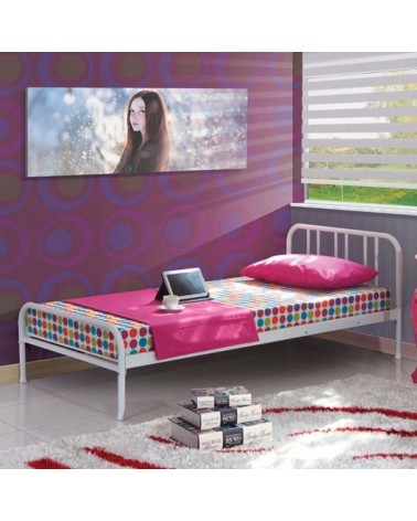 Letto singolo Genoa in metallo bianco