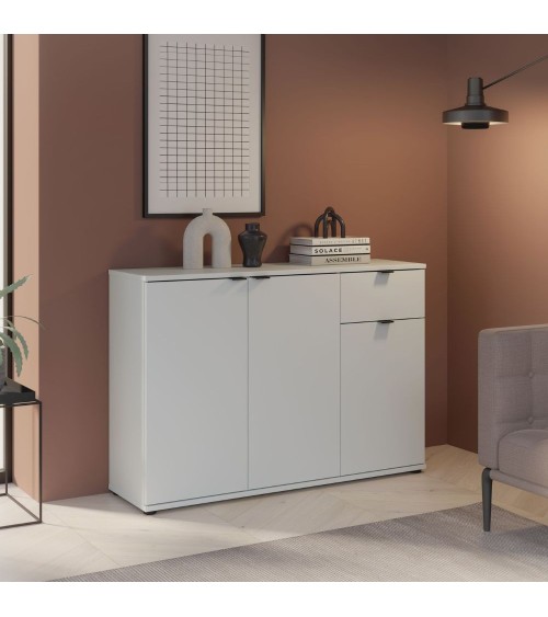 Mobile multiuso Segno con tre ante e 1 cassetto L 120 cm colore grigio chiaro
