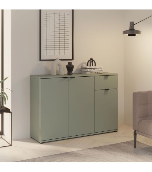 Mobile multiuso Segno con tre ante e 1 cassetto L 120 cm colore verde salvia
