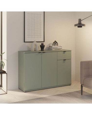 Mobile multiuso Segno con tre ante e 1 cassetto L 120 cm colore verde salvia