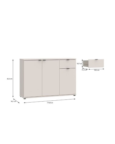 Mobile multiuso Segno con tre ante e 1 cassetto L 120 cm colore cashmere