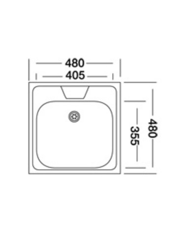Lavello incasso monostampo N244KR 1 vasca 48x48 cm. inox